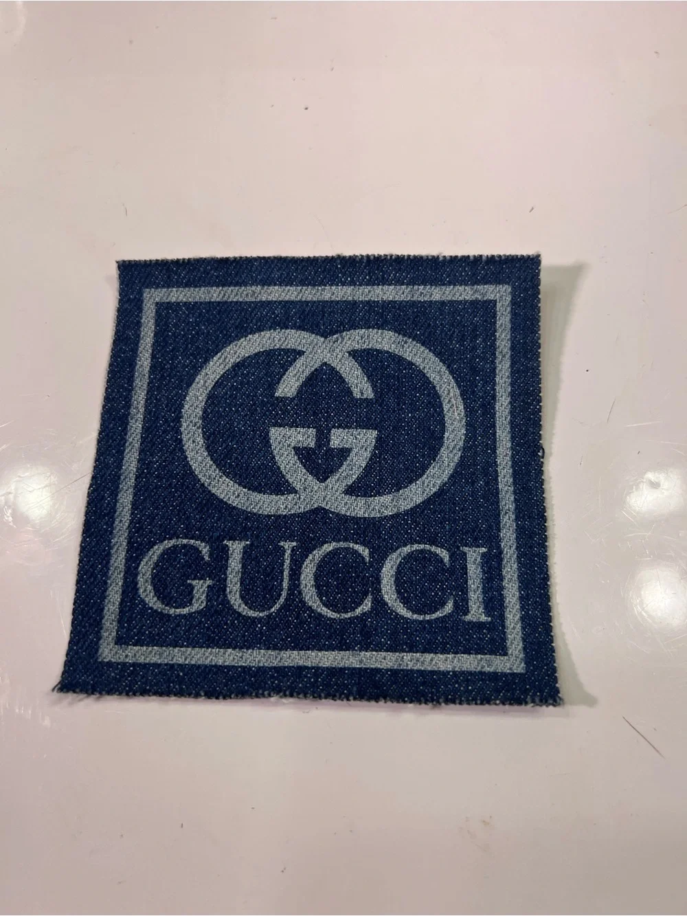 Gucci Blue Denim Logo Pocket Patch Unisex 4x4” Sew On Jeans & Jackets